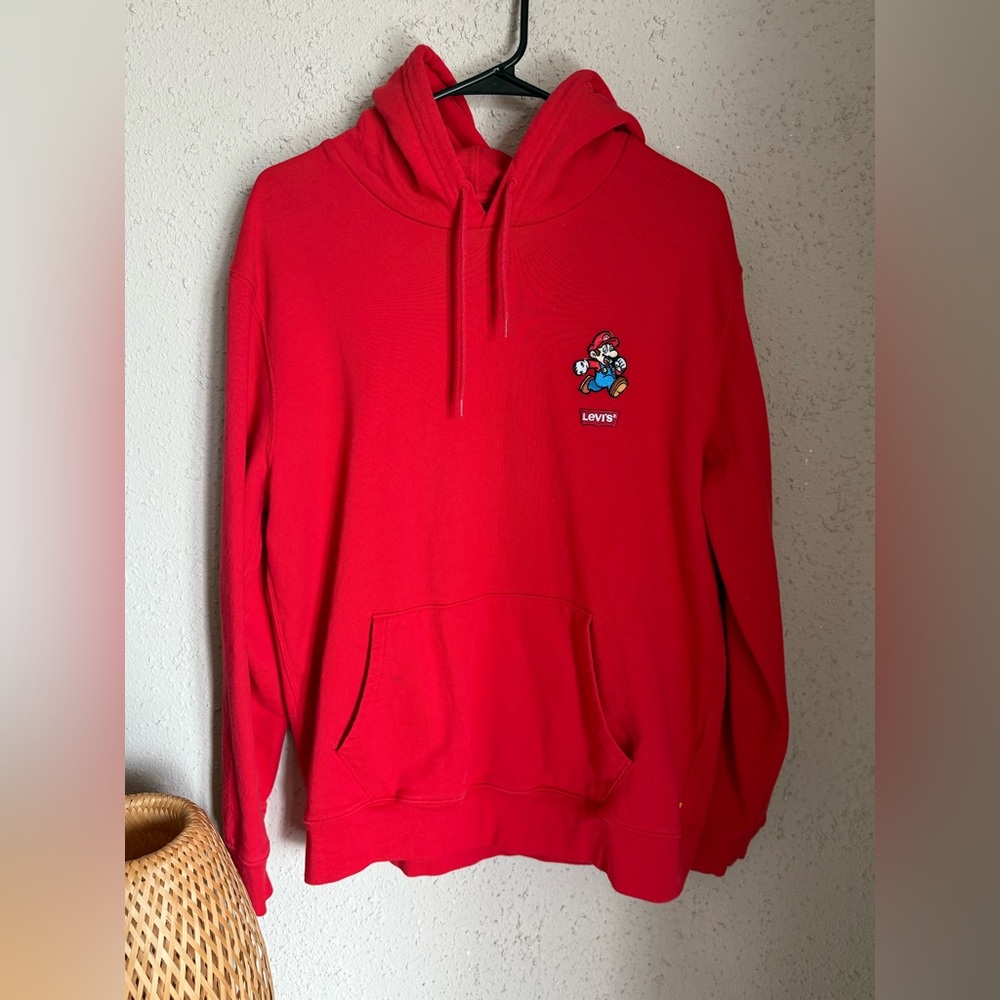 Levi's Red Hoodie with Mario Embroidered Patch